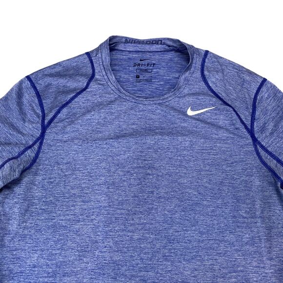 Nike Pro Activewear Shirt Men Medium Purple Fitted Polyester Swoosh Logo Dri Fit - Picture 9 of 10